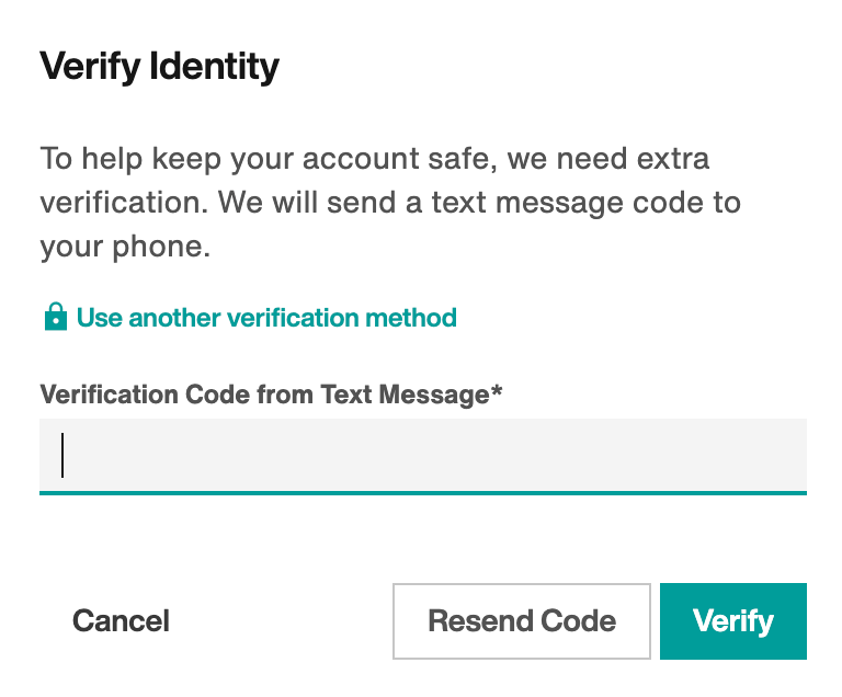Verify Identity modal