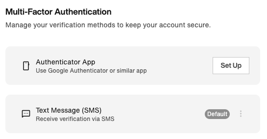 MFA: Set up authenticator app or text message (SMS)