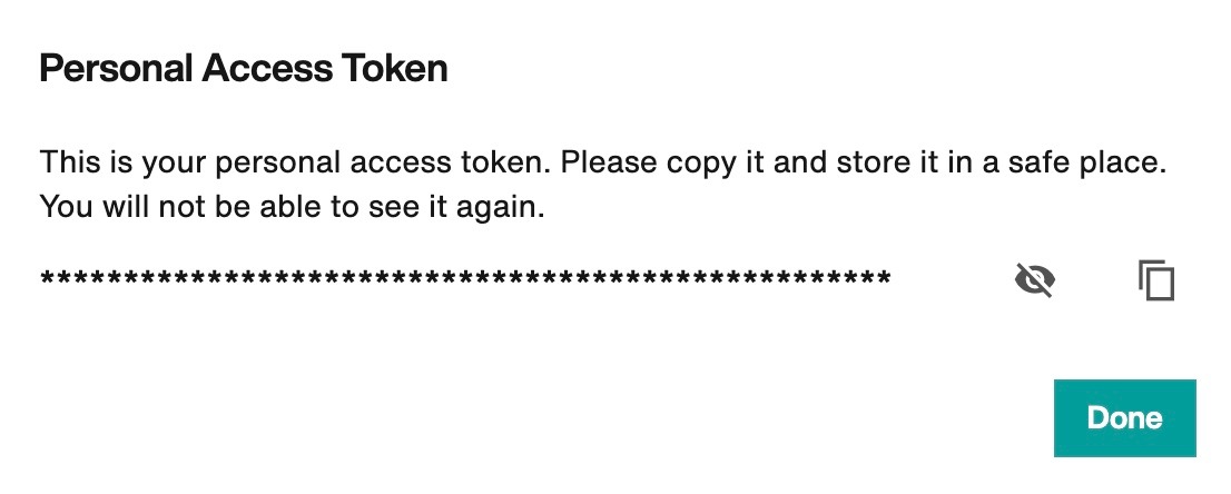 Personal Access Token modal