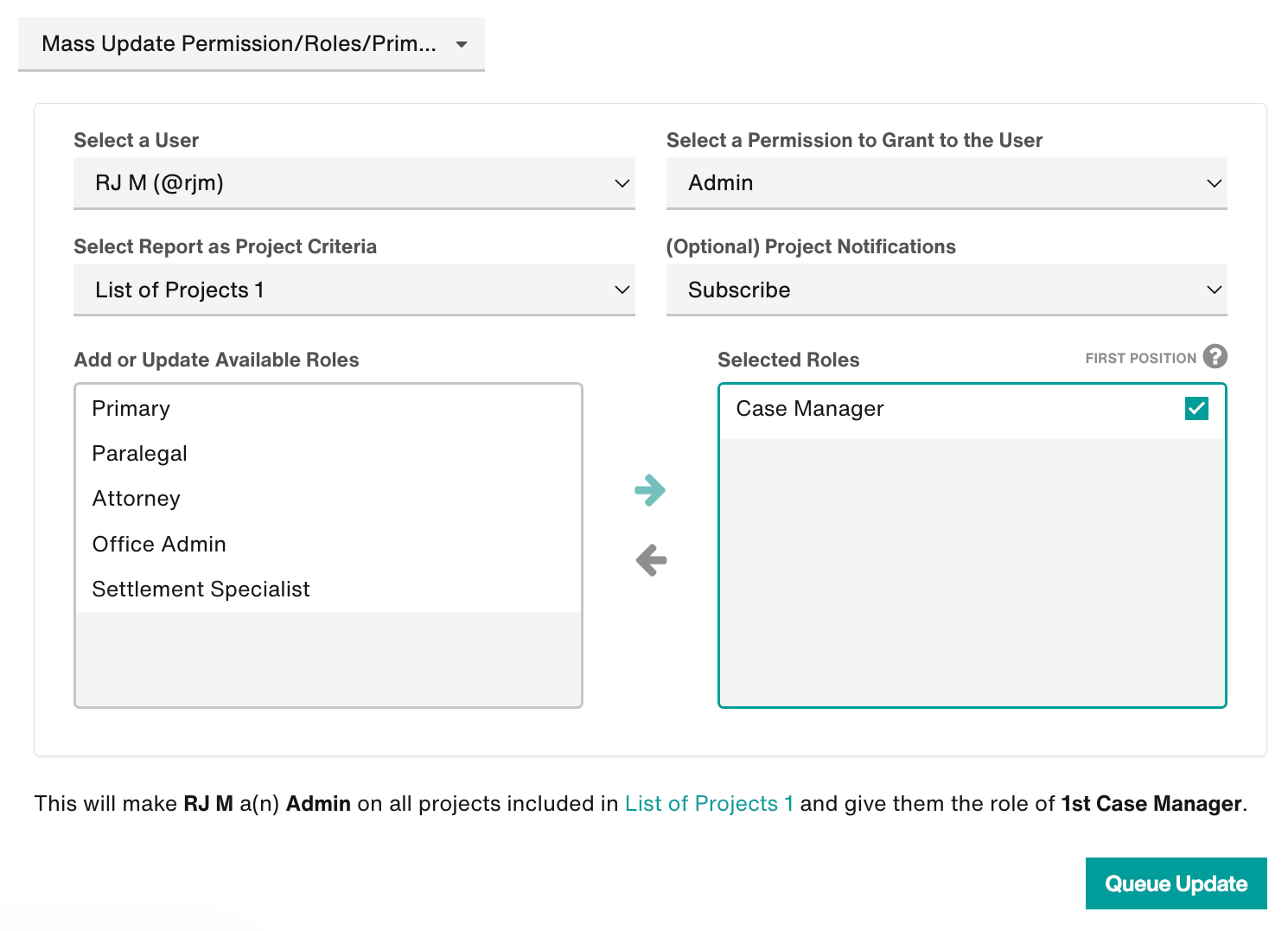 Mass Update Permission/Roles/Primary tool