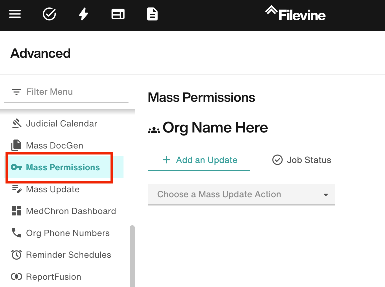 In Advanced, select Mass Permissions