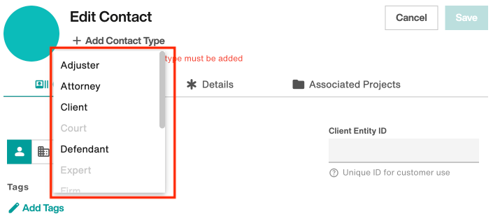 Add Contact Type