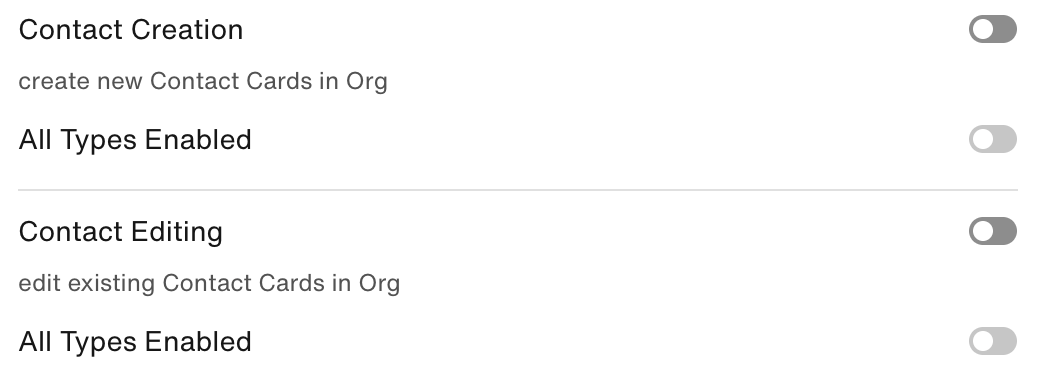Contact Creation and Contact Editing