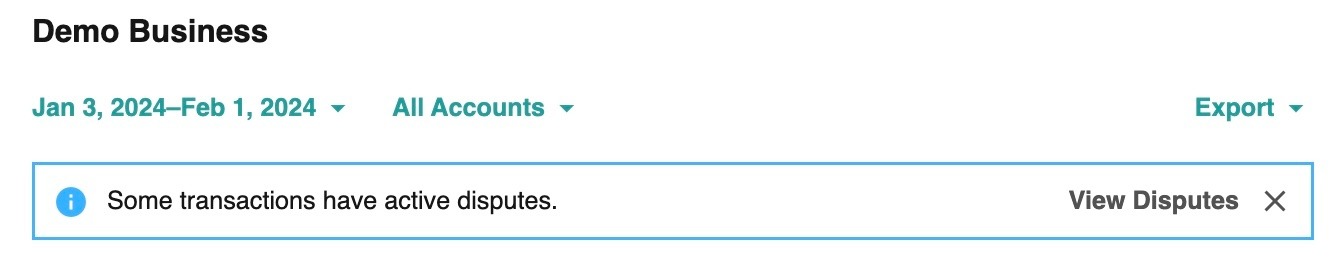 Notice: Some transactions have active disputes.