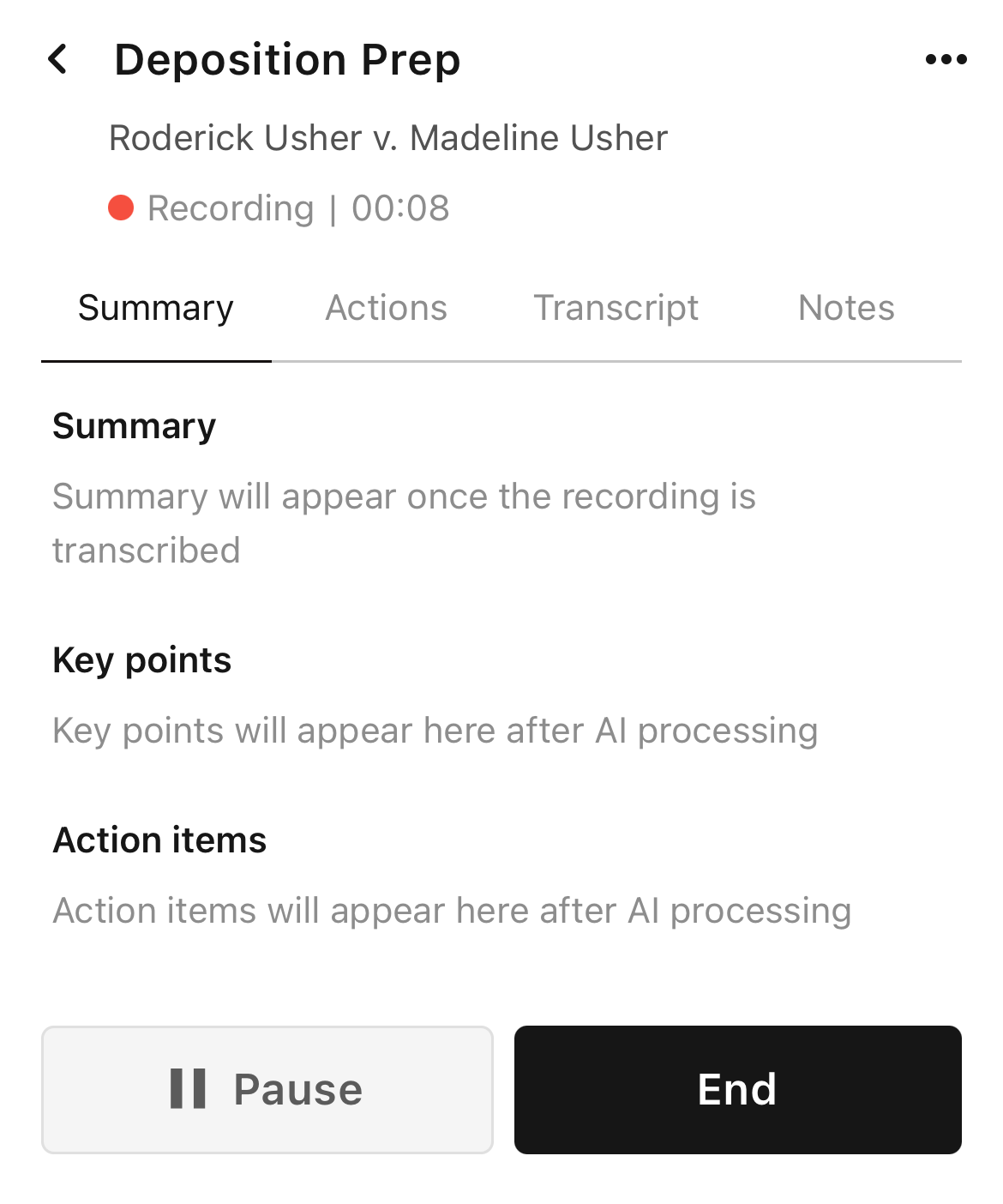 Meeting Details screen