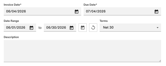 Dates, terms, and description fields