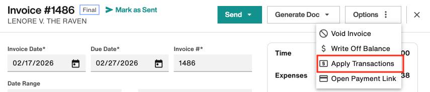 Apply Transactions