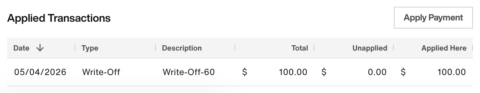 Line Items section: Applied Transactions