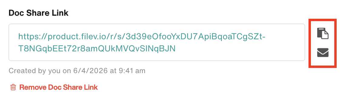 Copy or email doc share link