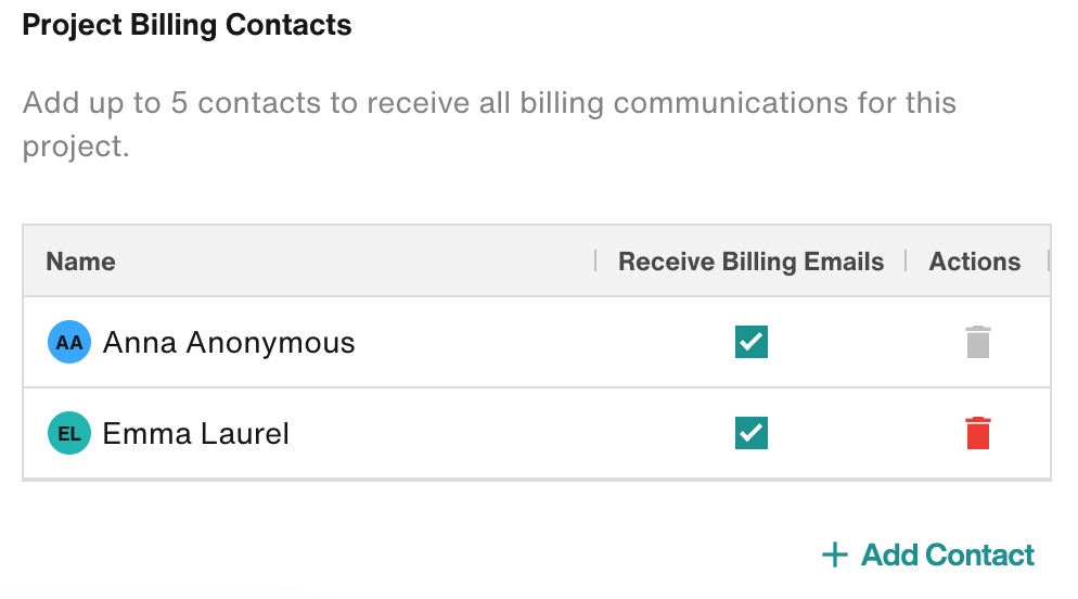 Project Billing Contacts