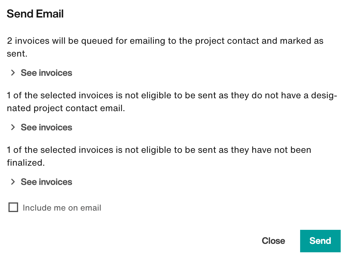 Send Email modal