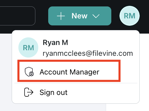 Profile menu: Account Manager