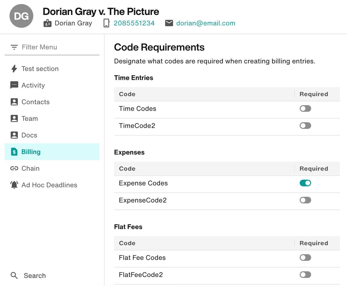 Code Requirements section