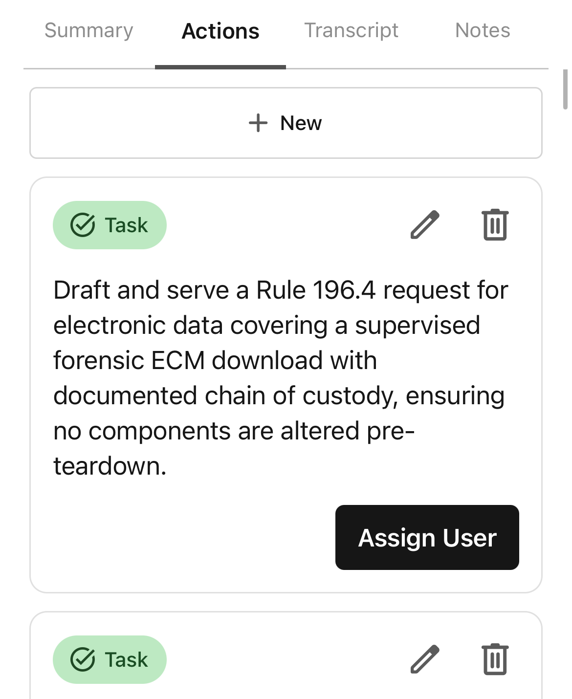 Actions tab