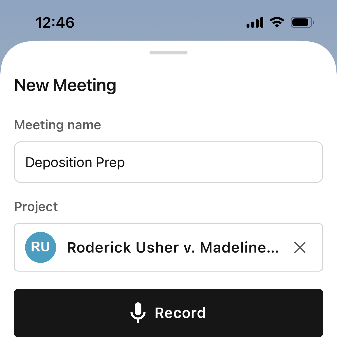 New Meeting screen