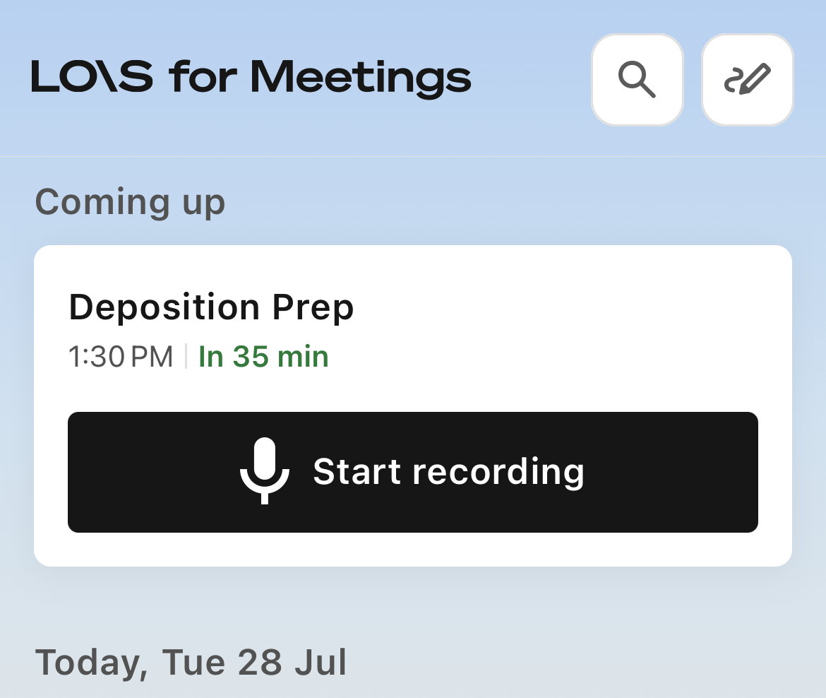 Coming up: Deposition Prep (from external calendar)