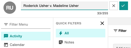 Enter project name and click the checkmark button