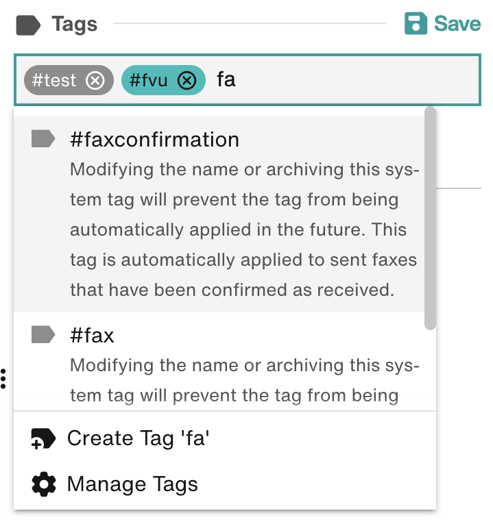 Type tag name or select it from the dropdown