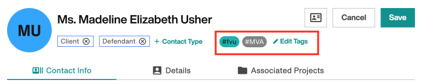 Contact Card: Edit Tags