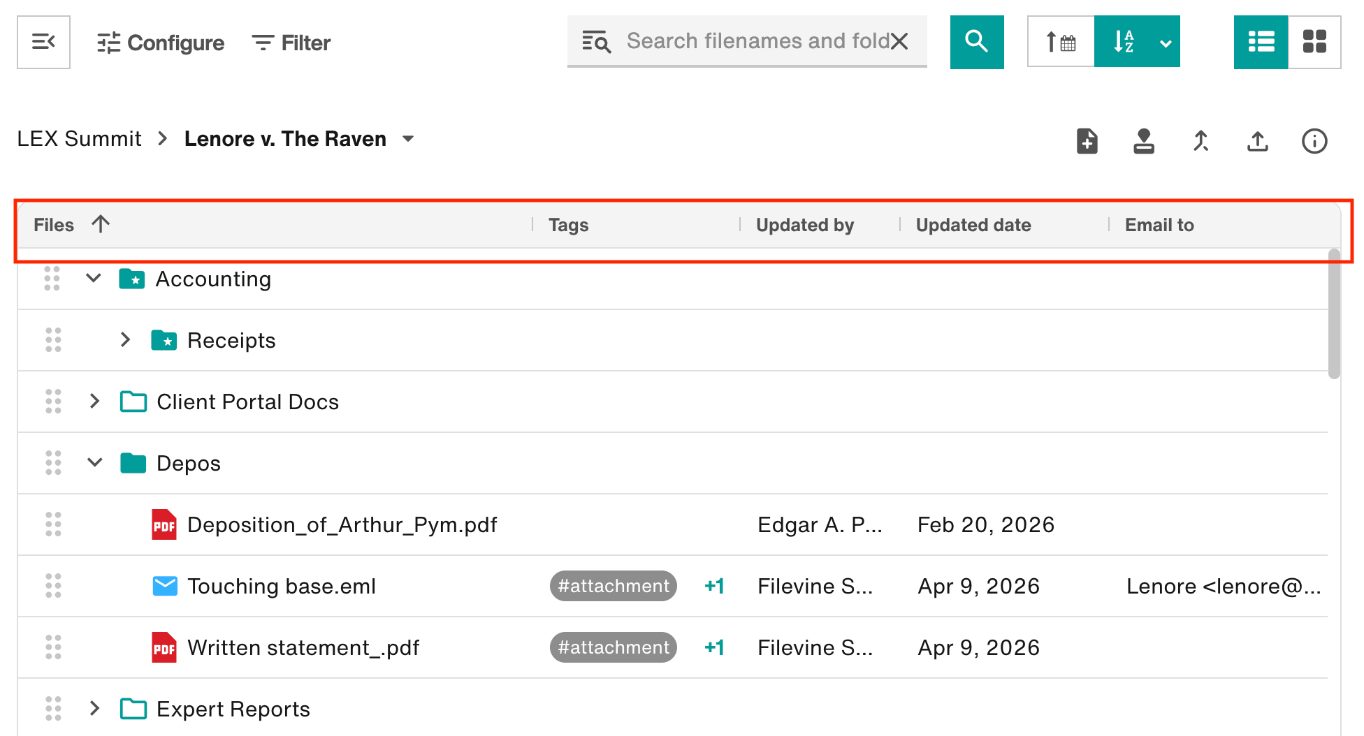 Sort by column headers