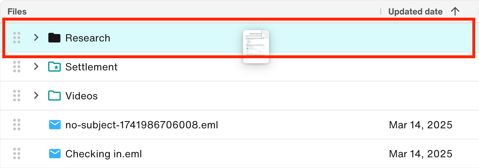 Drop file(s) into specific folder