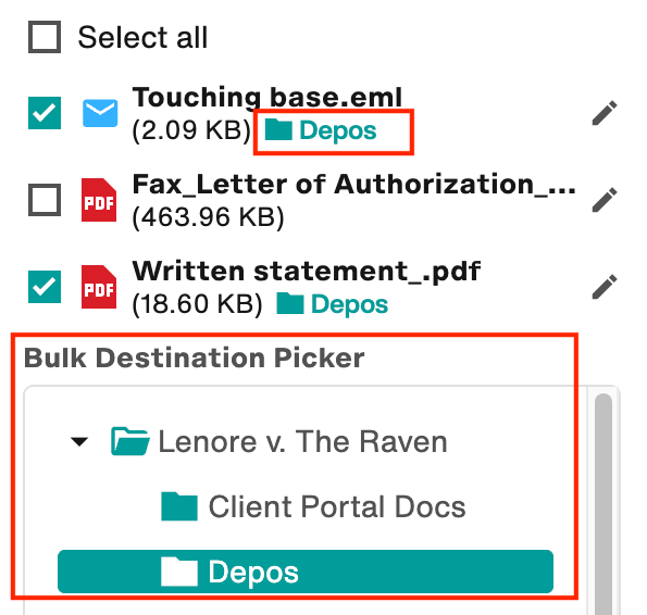 Choose the folder destination for all files, and override this destination for individual files if desired.