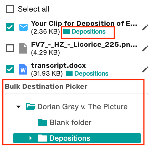 Choose the folder destination for all files, and override this destination for individual files if desired.