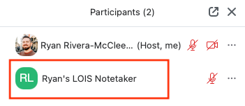 Zoom participants: Ryan's LOIS Notetaker