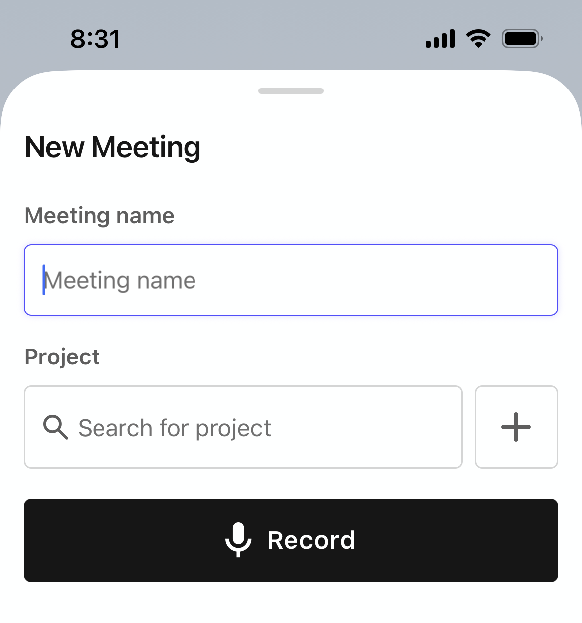 New Meeting screen