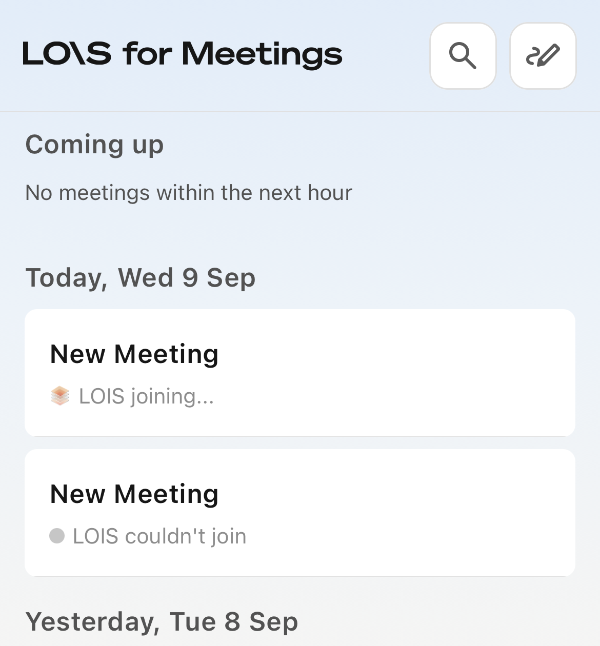 New Meeting: LOIS joining...