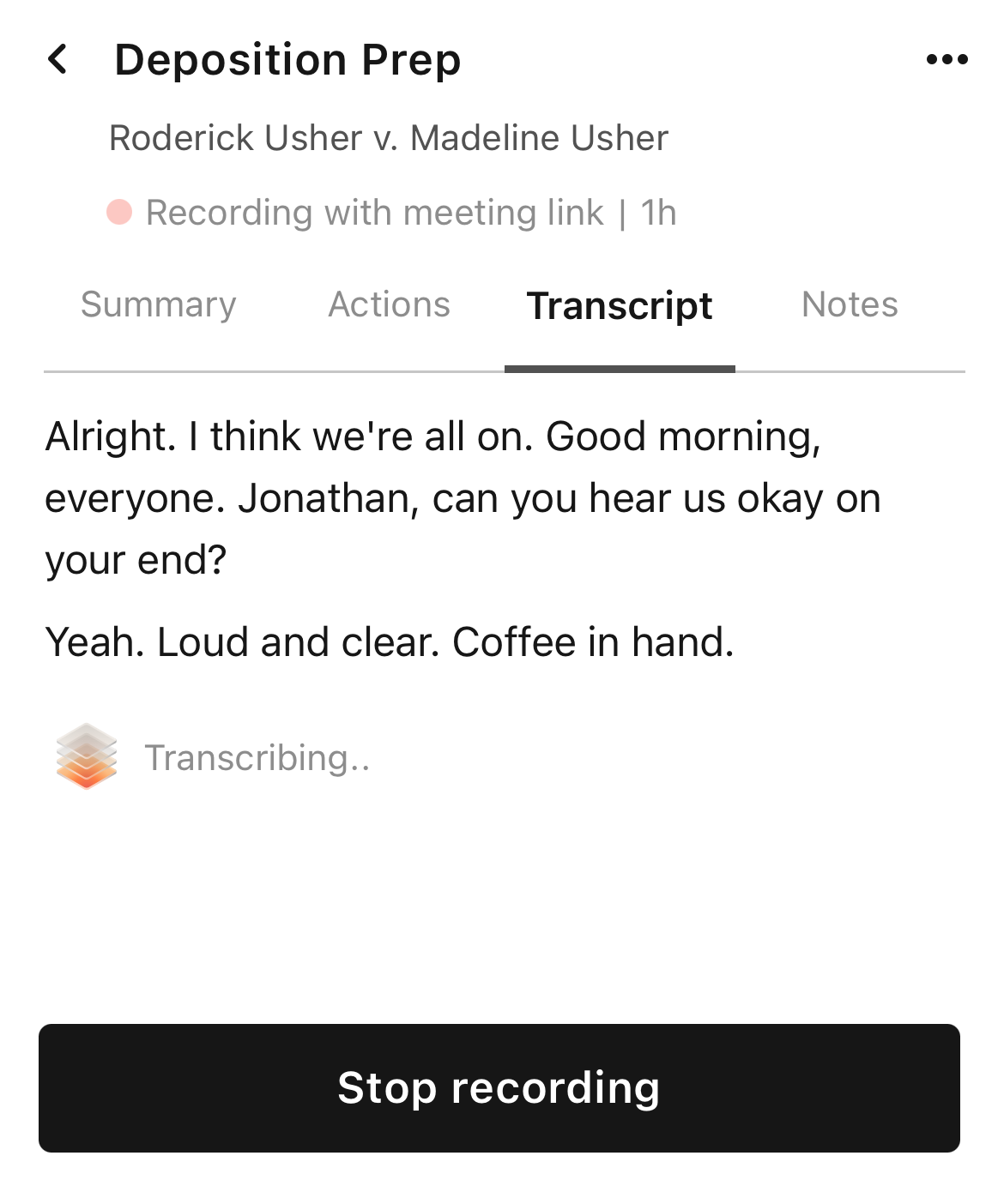 Meeting Details: Stop recording