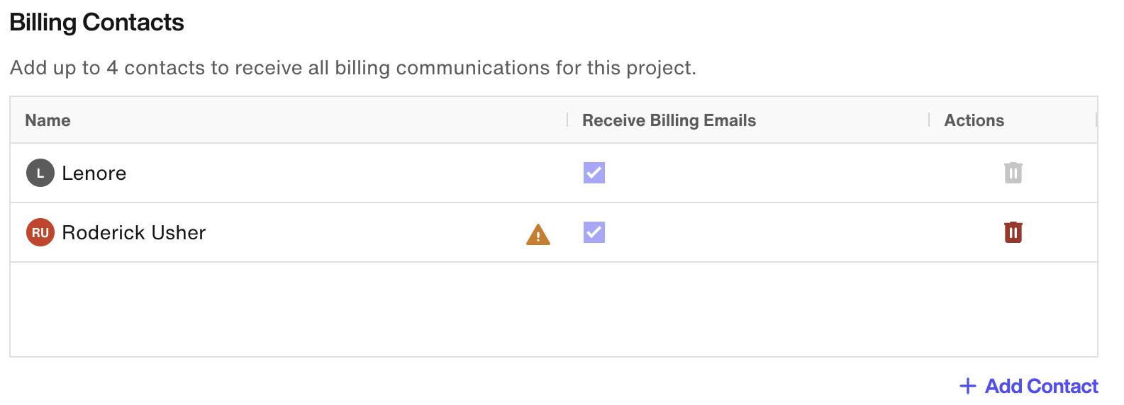 Billing Contacts