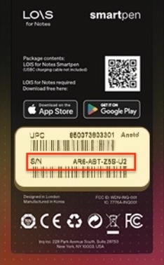 Serial number, labeled S/N